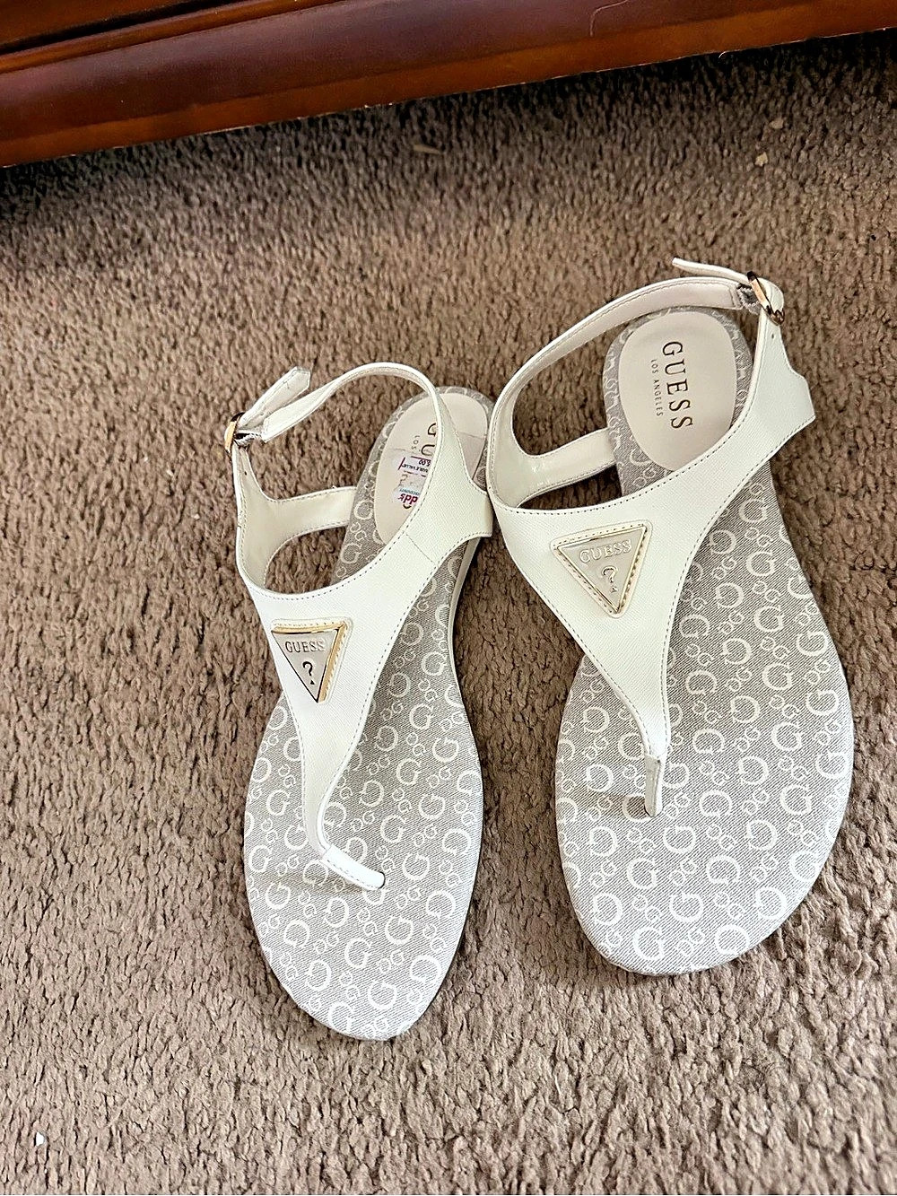 Guess White Strappy Sandals